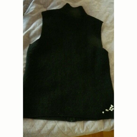 Coldwater Creek Boiled wool vintage zip up sweater vest snowman ugly Christmas M - Picture 5 of 5